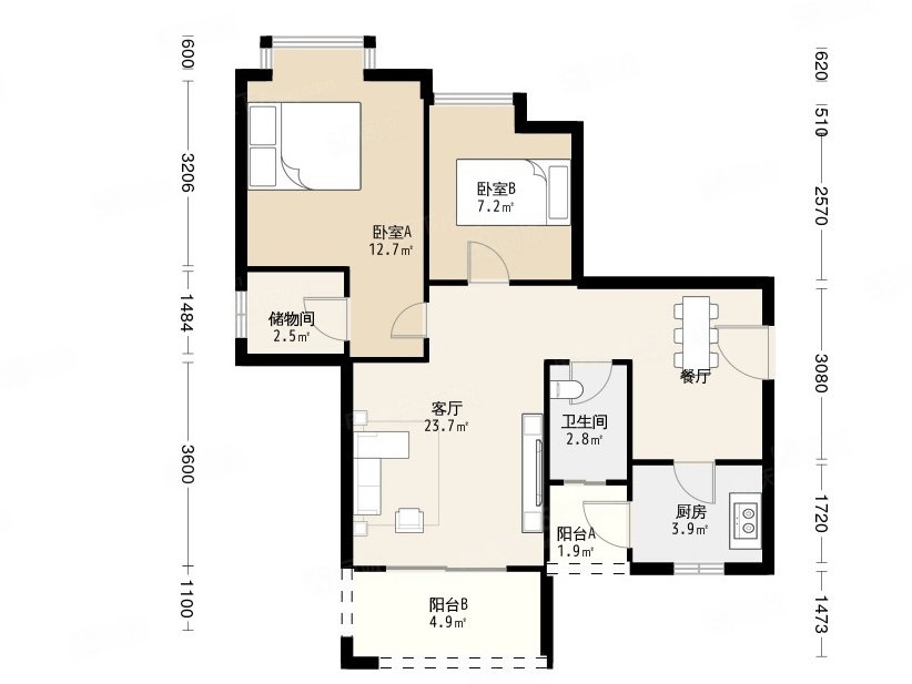 园洲花园4室2厅2卫126.66㎡北103万