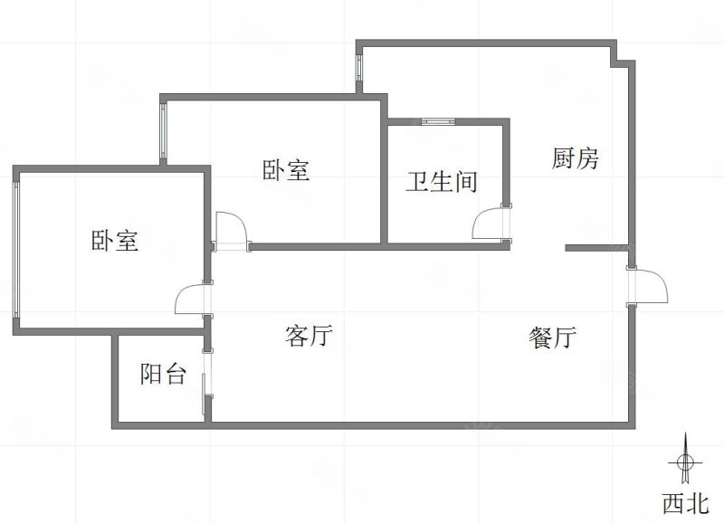 锦江城市花园三期2室2厅1卫54.85㎡南北83万