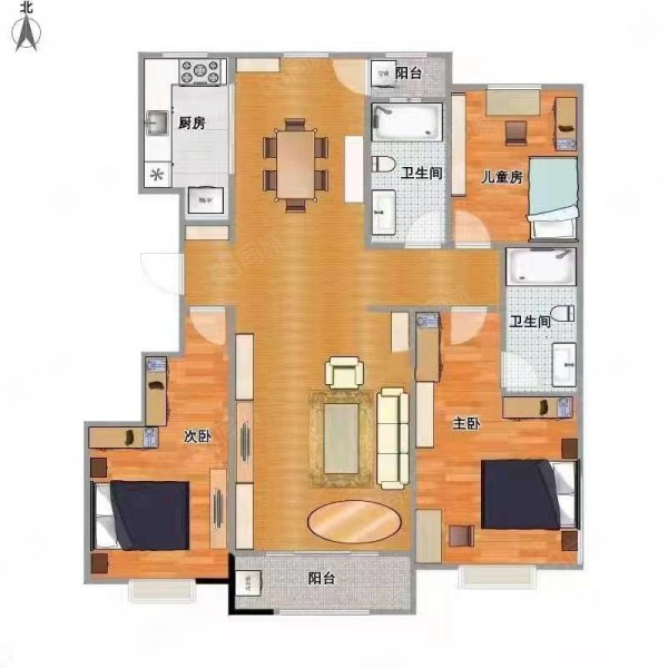 荣鼎学府中央3室2厅2卫118㎡南北58万