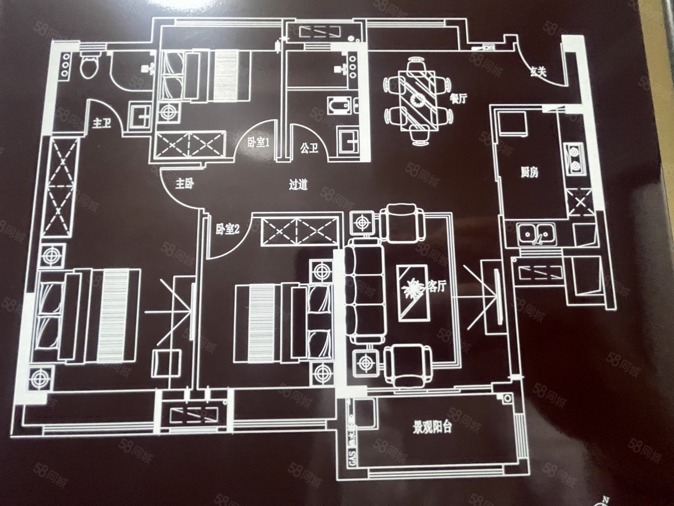 清新凯旋门3室2厅2卫105㎡南北53万