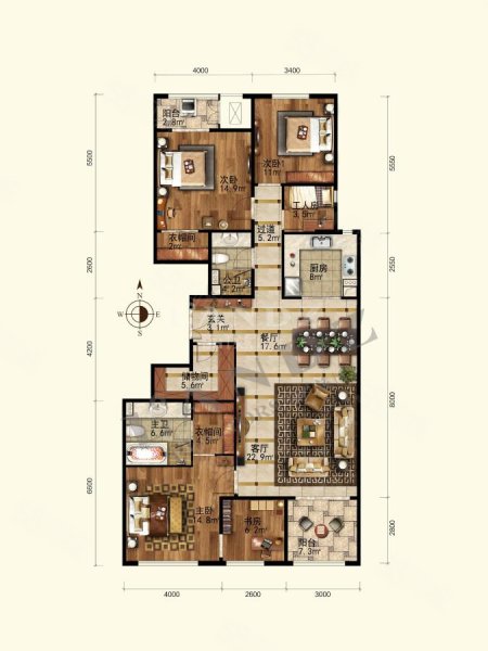 龙湖唐宁ONE3室1厅2卫180.41㎡南2700万