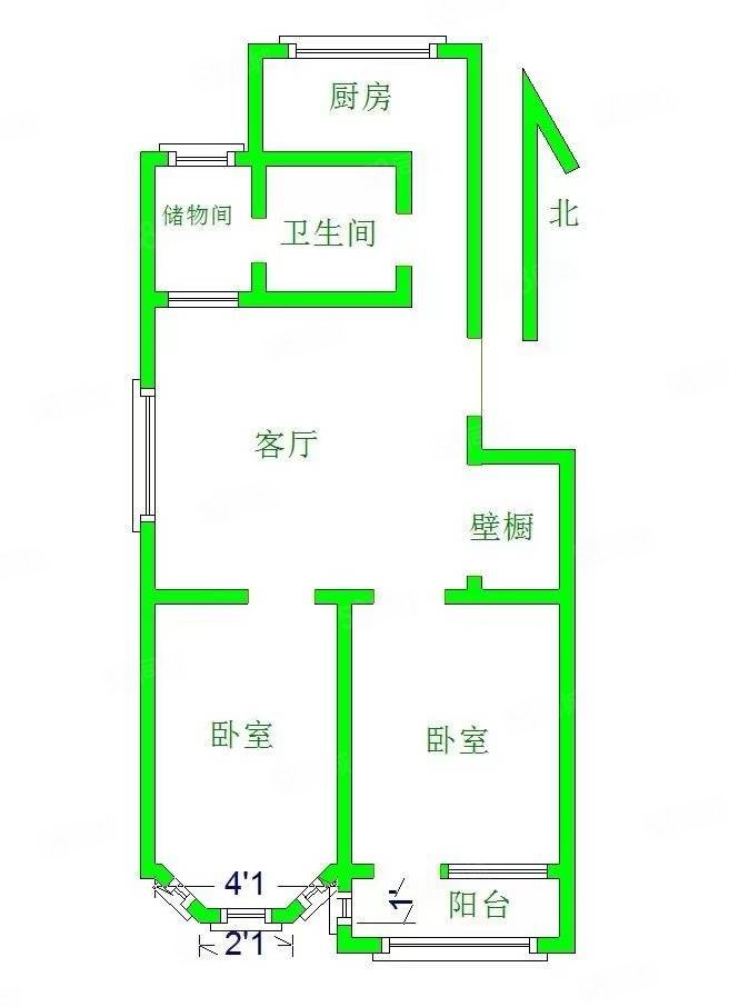 秀兰城市花园2室2厅1卫78㎡南北67万