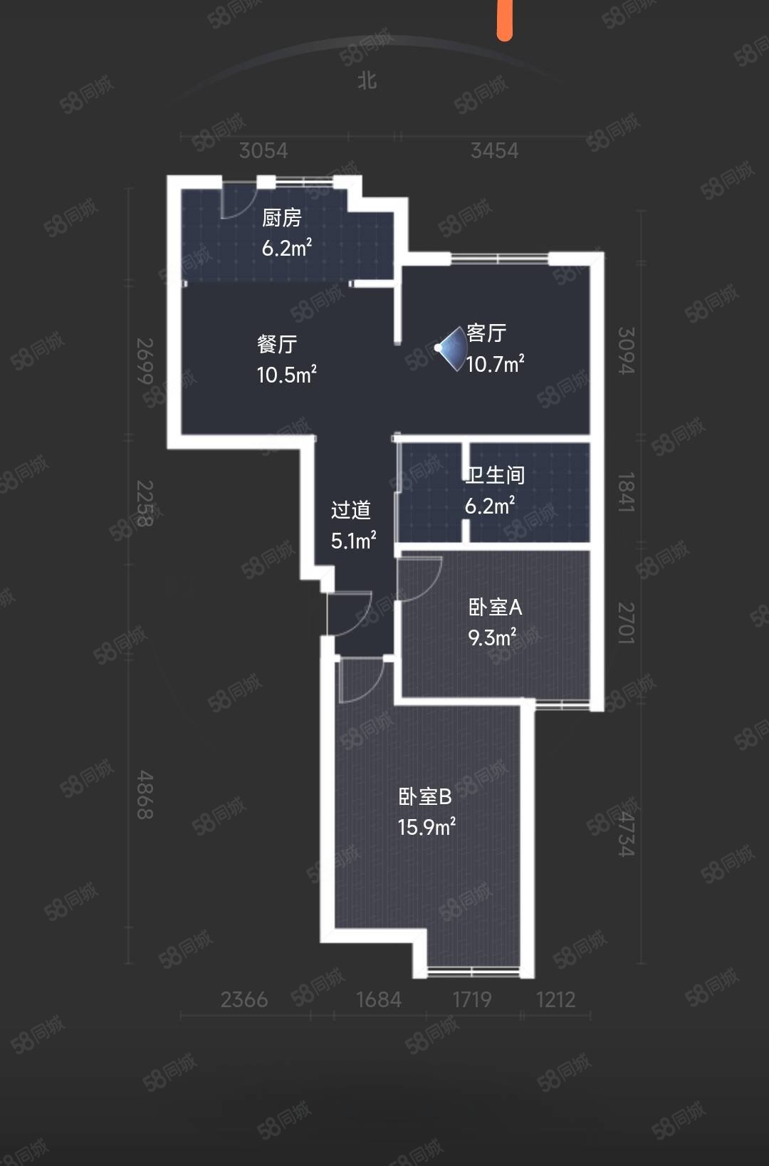 阅海万家G2区3室1厅1卫94㎡南北67万