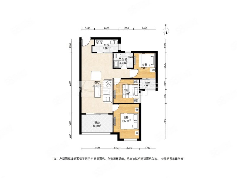 保利西江林语3室2厅1卫88.7㎡南北169万