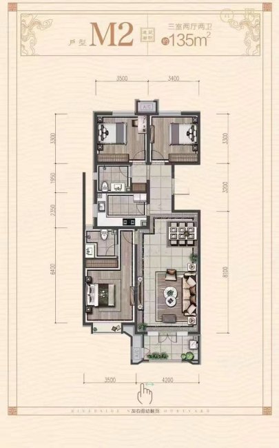 水岸华庭东区3室2厅2卫120㎡南北175万