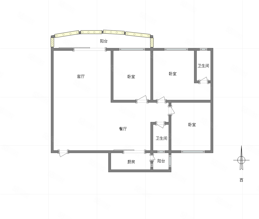 港航家园(A区)3室2厅2卫130.58㎡西89.9万