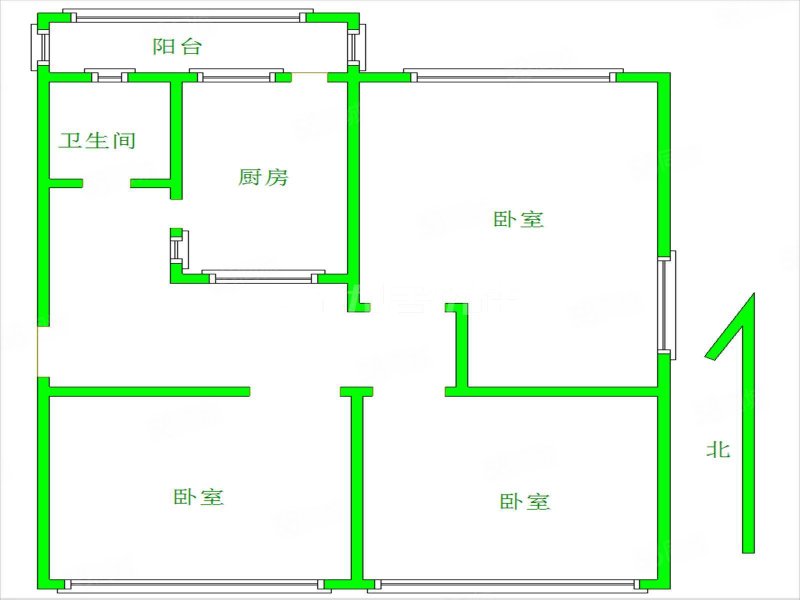 二毛小区3室1厅1卫81.1㎡南北66万