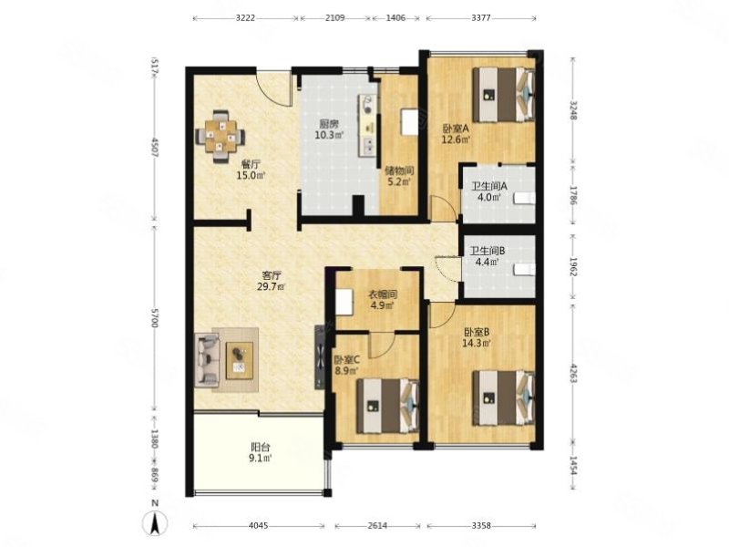 京城雅居3室2厅2卫168㎡南北680万