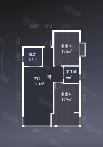 东贝名苑2室2厅1卫89.1㎡南北44.8万