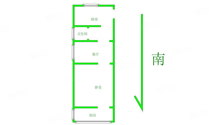 向阳一院1室1厅1卫48㎡南北18万