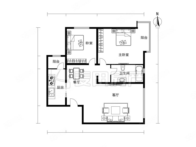 合生国际花园(东区)2室2厅1卫97.52㎡东北890万