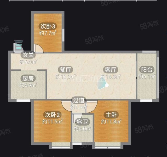 保利溪湖A区3室2厅2卫111.06㎡南北76万