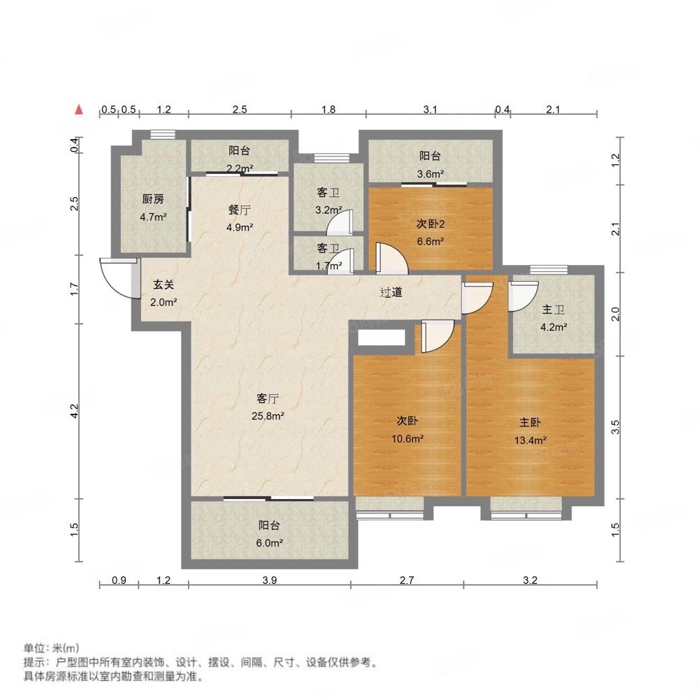 富丽花园(青山湖)3室2厅2卫78㎡南北85万