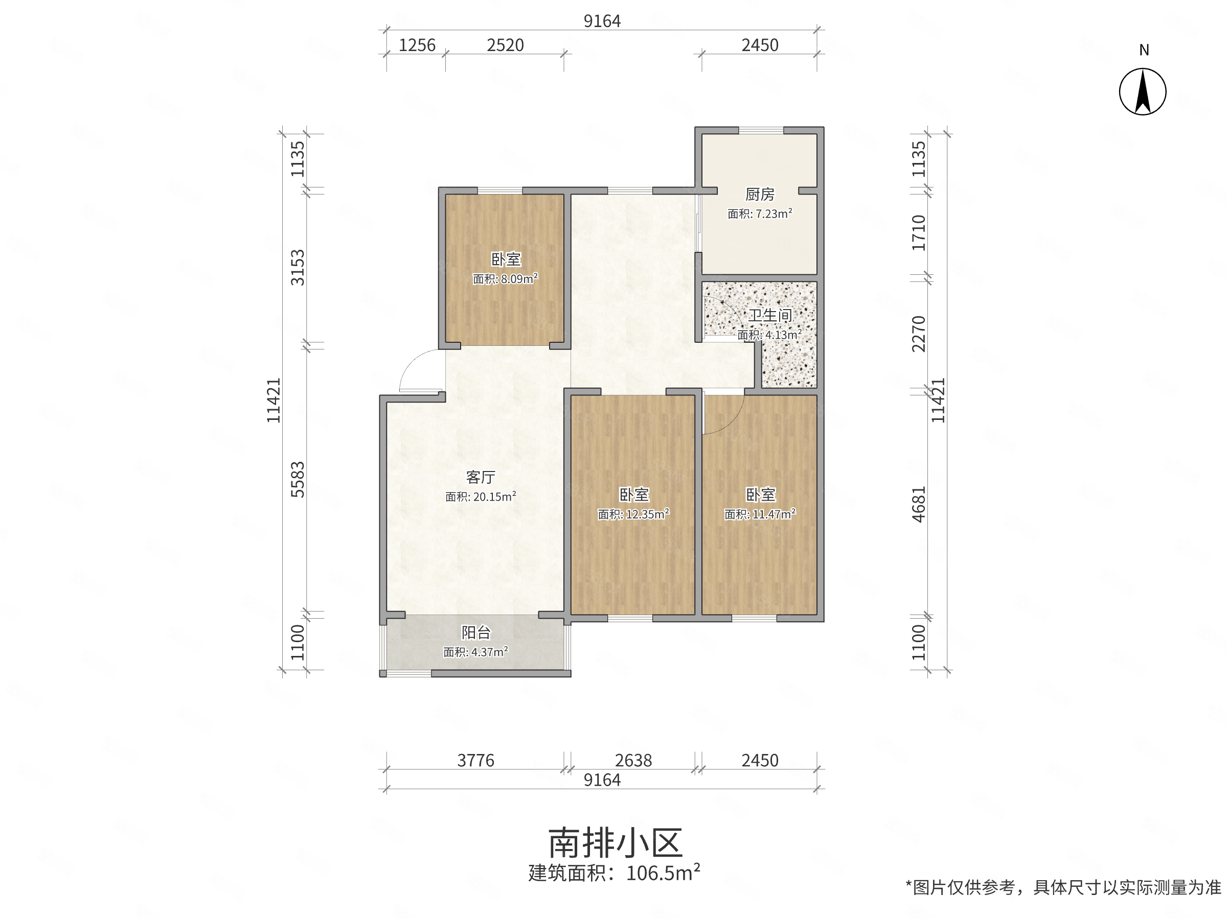 南排小区3室2厅1卫106.5㎡南北73万