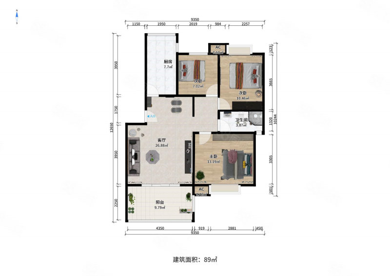 翰香府3室2厅1卫91㎡南82万