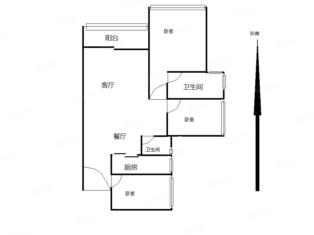 山海四季二期华府3室2厅2卫90.92㎡南北450万