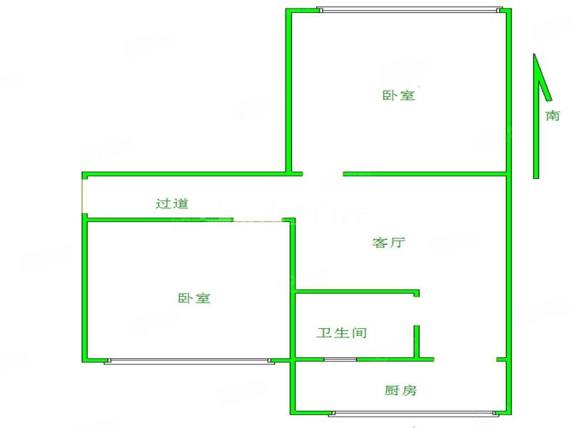 急控中心宿舍2室1厅1卫60.06㎡南北110万