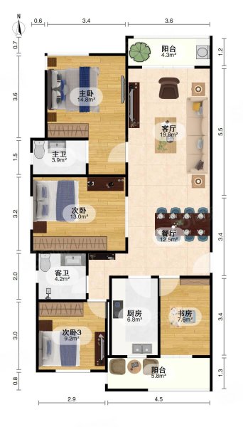 保利东湾国际4室2厅2卫117㎡南北138万