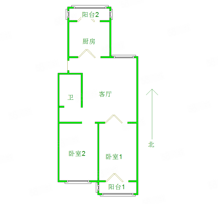 湖北路小区2室1厅1卫101.42㎡南北575万