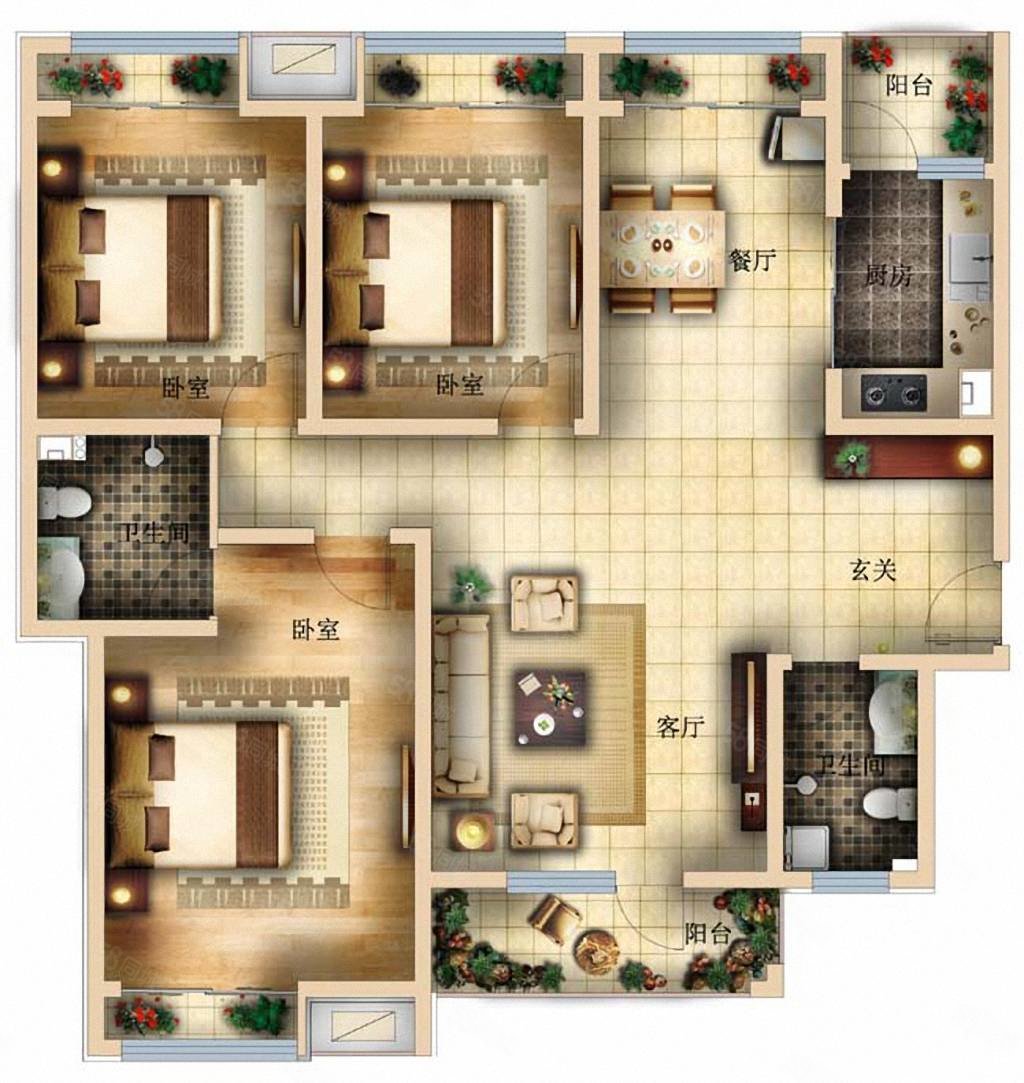 东方名居3室2厅2卫146㎡南北62.8万