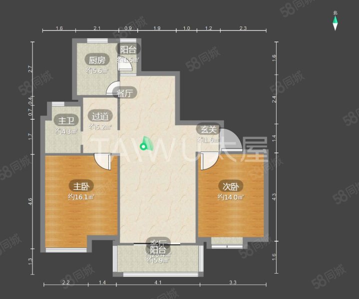 和润家园(公寓住宅)2室1厅1卫102.57㎡南768万