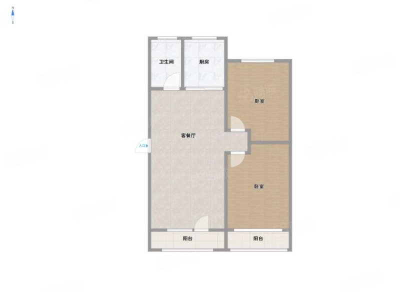 金域东山2室2厅1卫96㎡南北74万