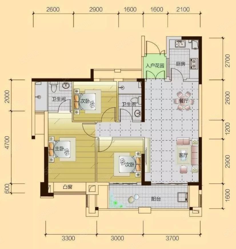 罗杰苑3室2厅2卫99㎡南38万