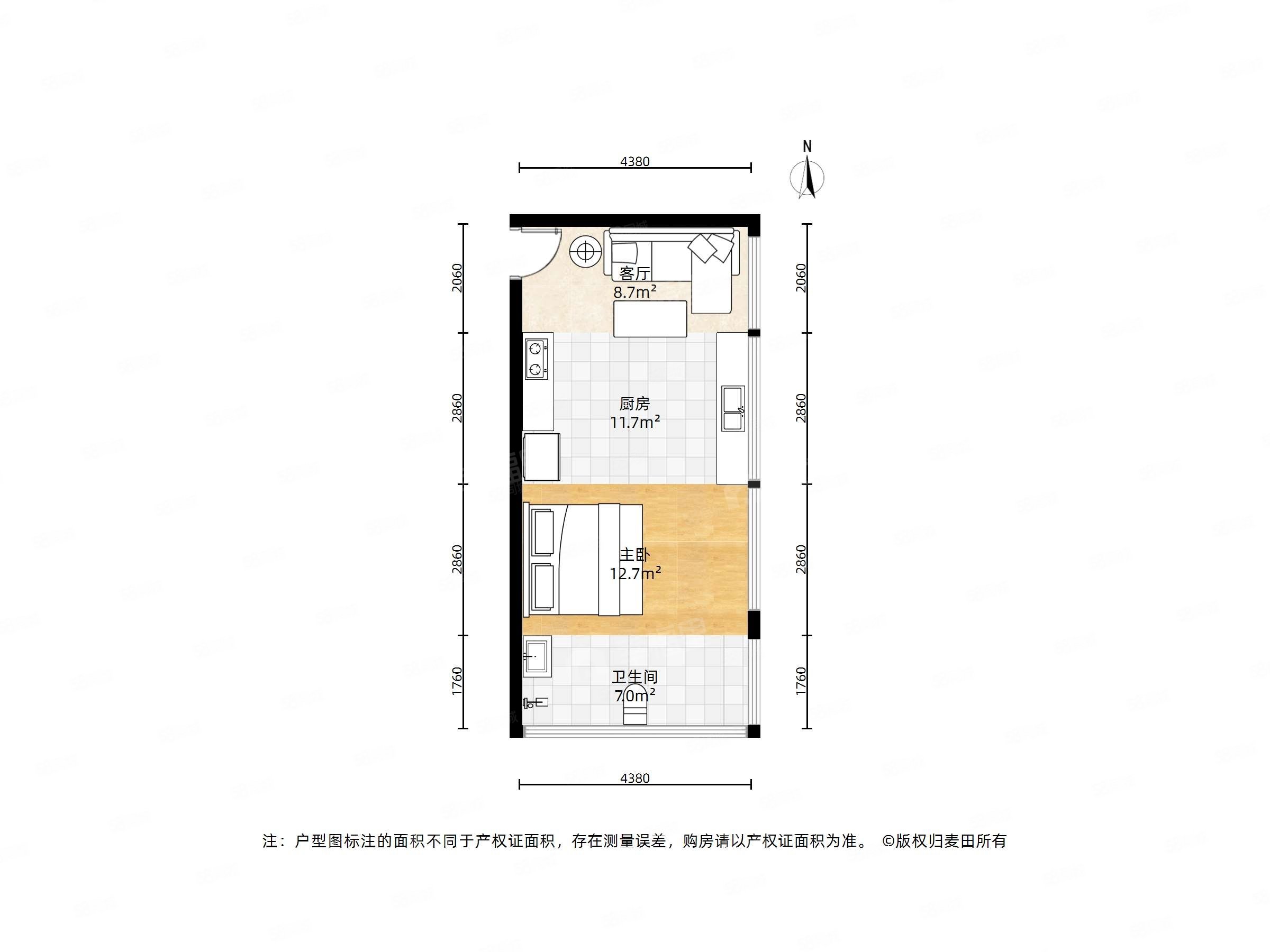 大唐星悦世家(商住楼)1室1厅1卫68.36㎡南北79万