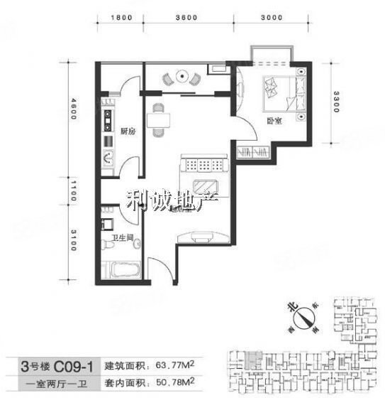 万方景轩1室1厅1卫62.52㎡东北658万