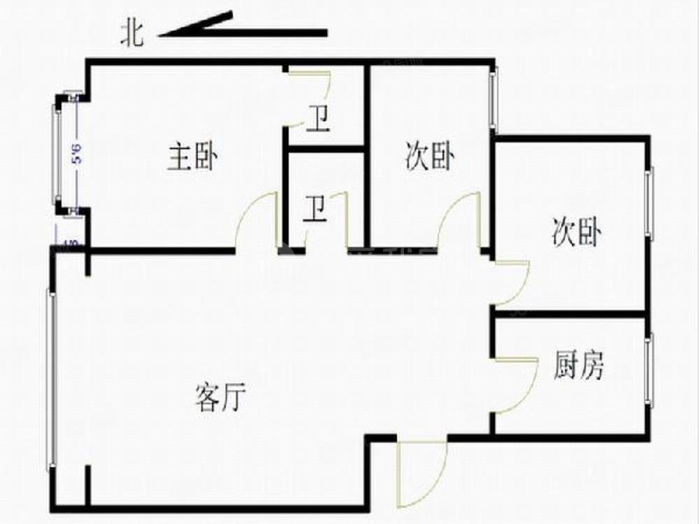 中冶蓝城(西区)3室2厅2卫98.95㎡南北190万