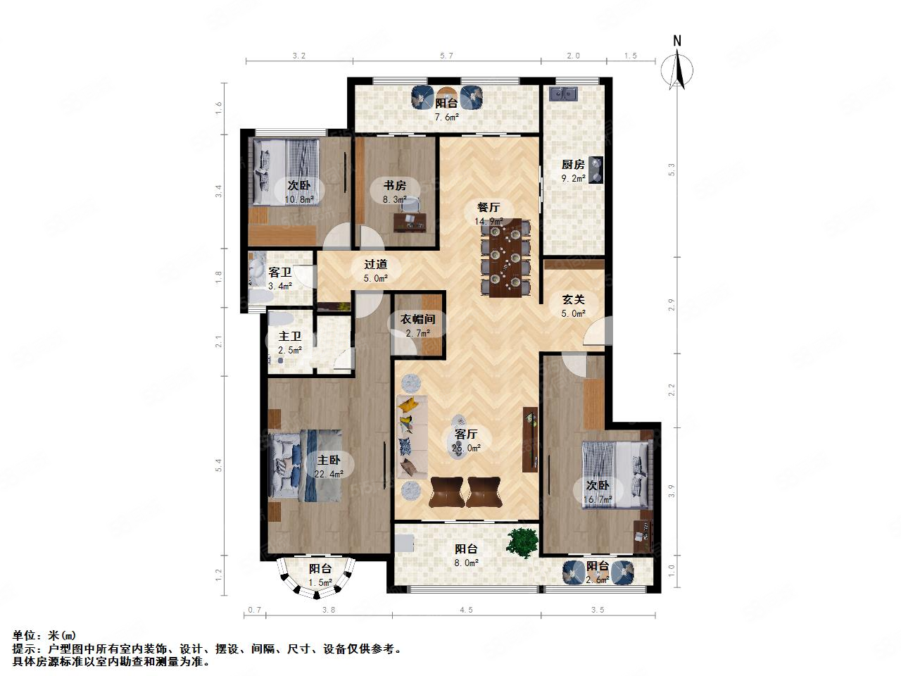 新上滟澜山花园洋房户型方正南北通透双阳台视野好