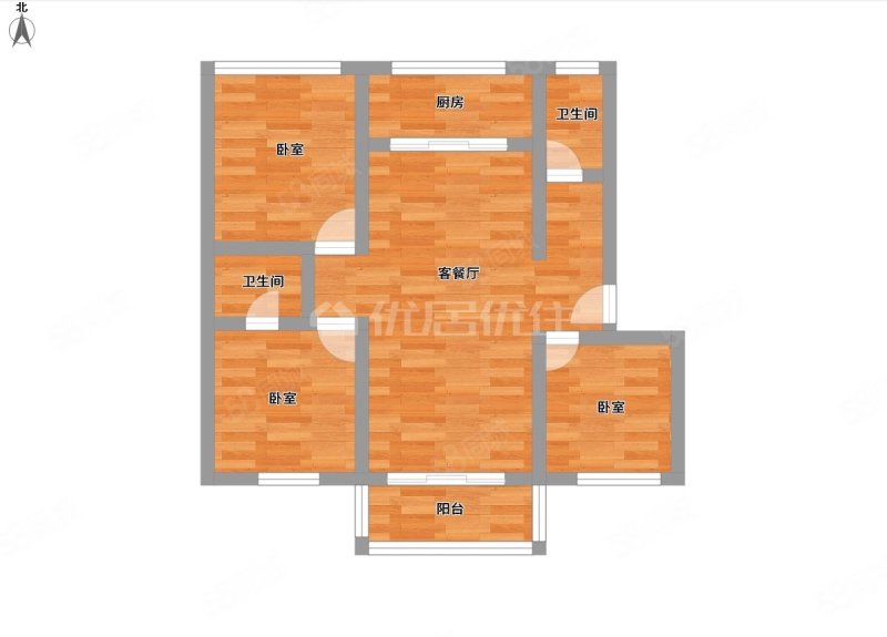 竹溪新兴苑北区3室2厅2卫110㎡南90万