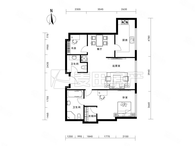 逸盛阁2室2厅2卫145.97㎡东998万