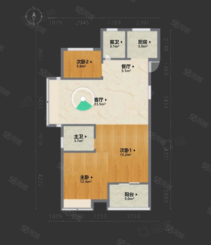 中旅城(三期)3室2厅1卫106㎡南160万