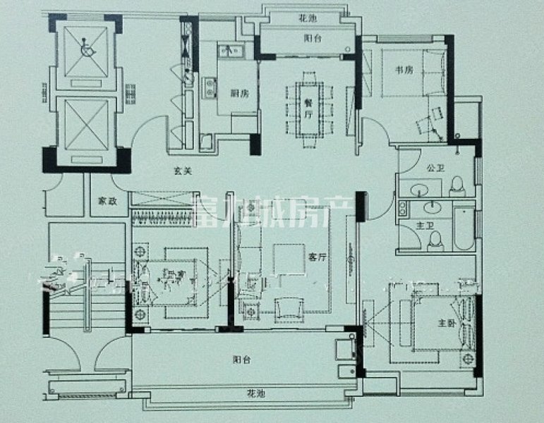 万科城一期溪园小区3室2厅2卫134㎡南北234万