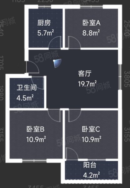 神舟花园南区3室2厅1卫93㎡南北51万