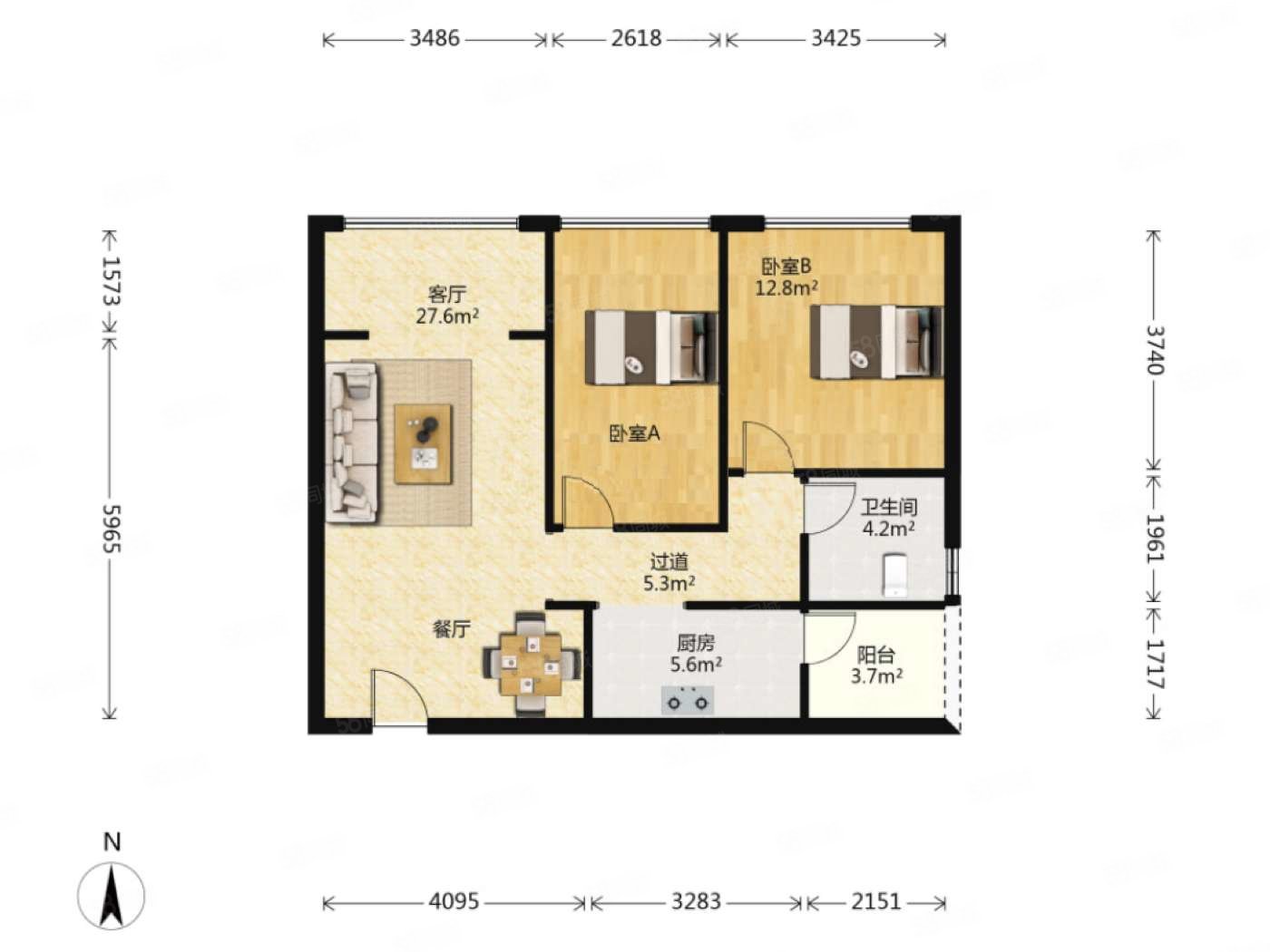 建发天府鹭洲2室2厅1卫67.89㎡北238万