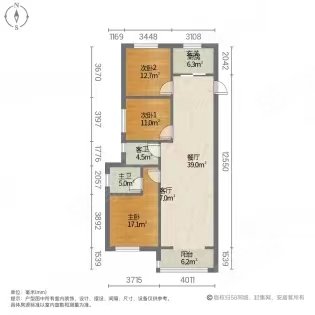 绿都澜湾新苑3室2厅2卫130㎡南北107.5万