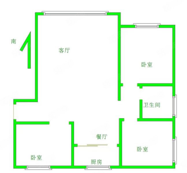 星湖湾3室2厅1卫113㎡南北90万