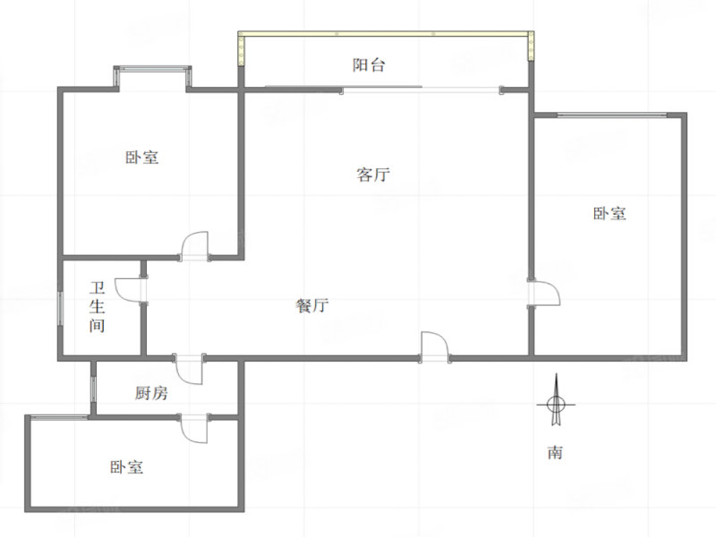 万达广场锋邸3室2厅1卫84.75㎡南93万