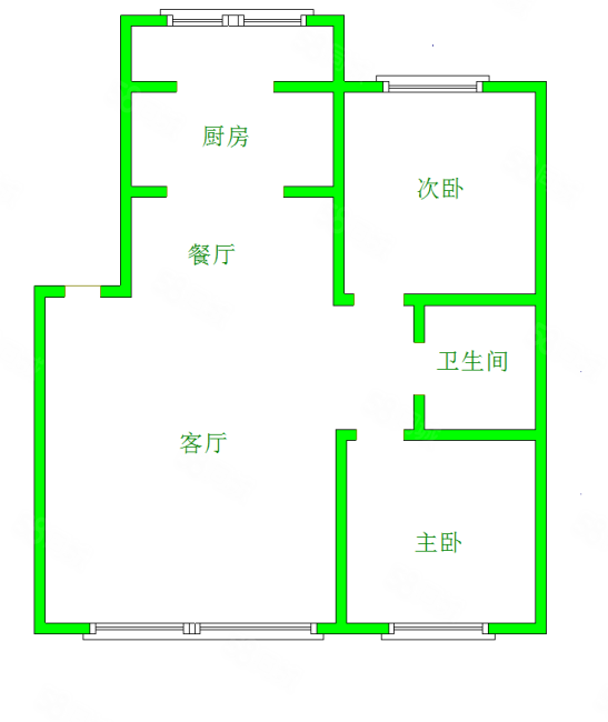 北海嘉园2室1厅1卫100.92㎡南北105万