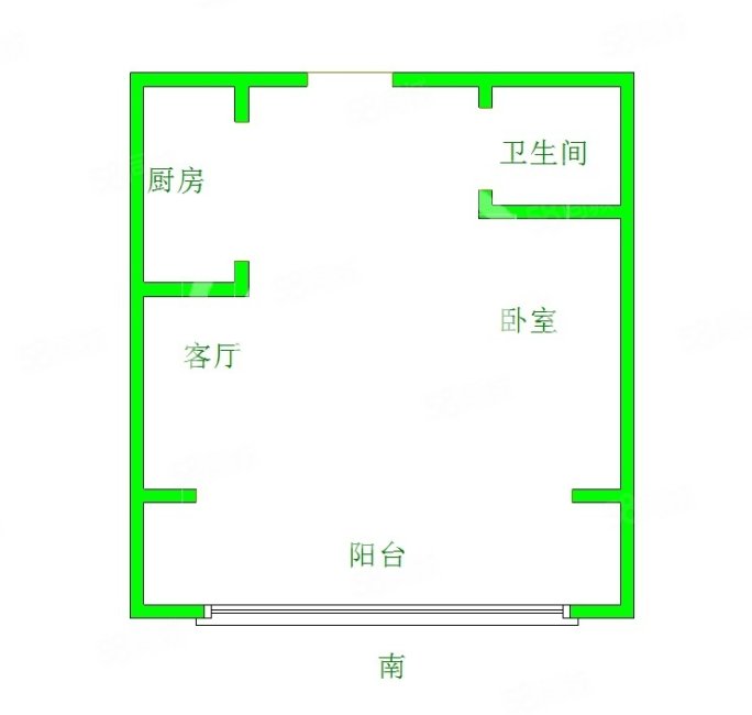秦皇国际公寓1室0厅1卫50㎡西南36.5万