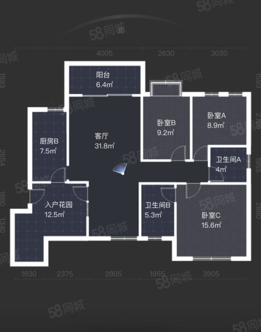 蜀郡4室2厅2卫115.67㎡南北290万