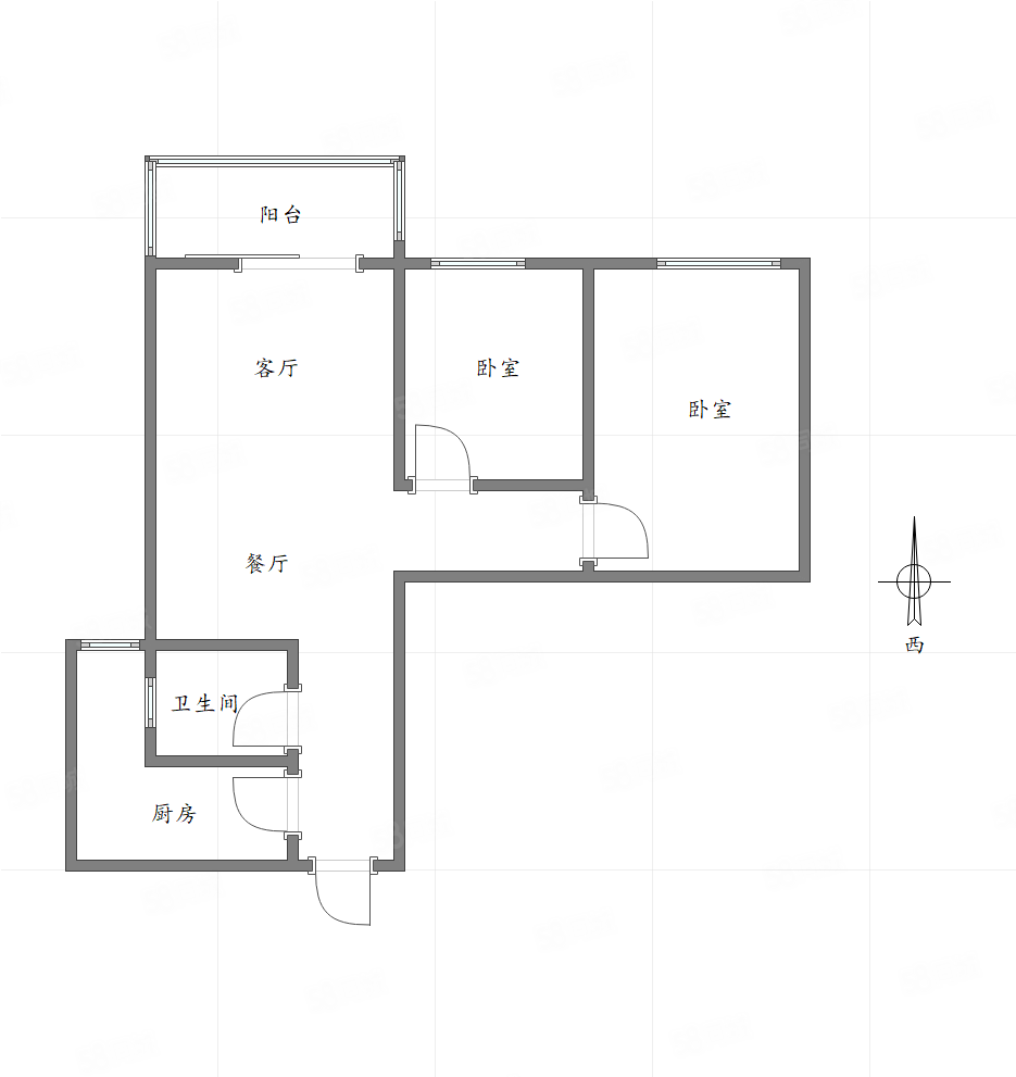 布克公馆2室2厅1卫79.83㎡南北80万