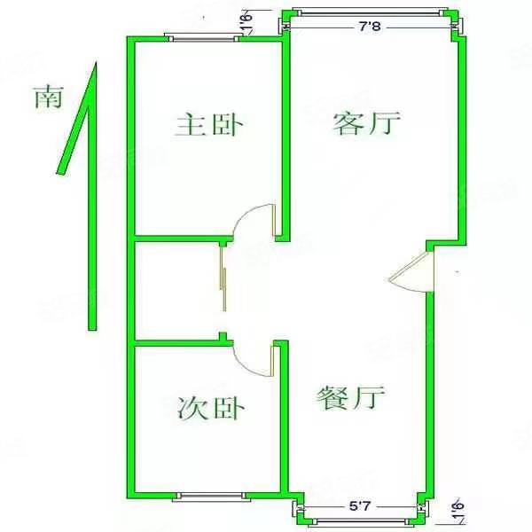 双跃小区2室2厅1卫80㎡南北34.8万