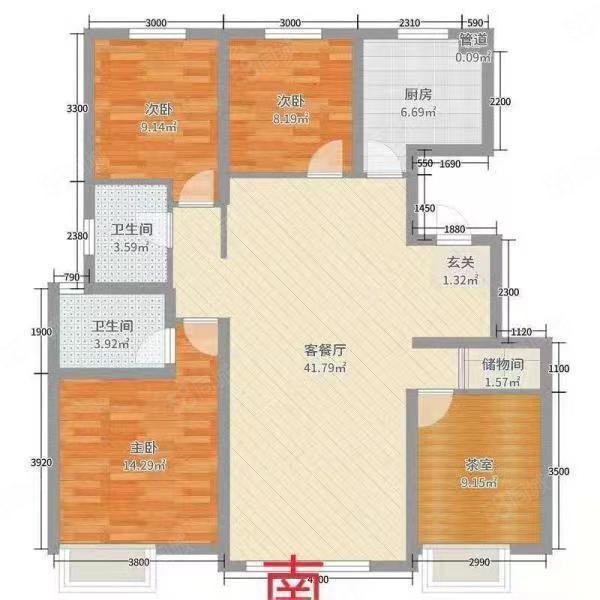 力旺康城(五期)4室2厅2卫139.54㎡南北145万