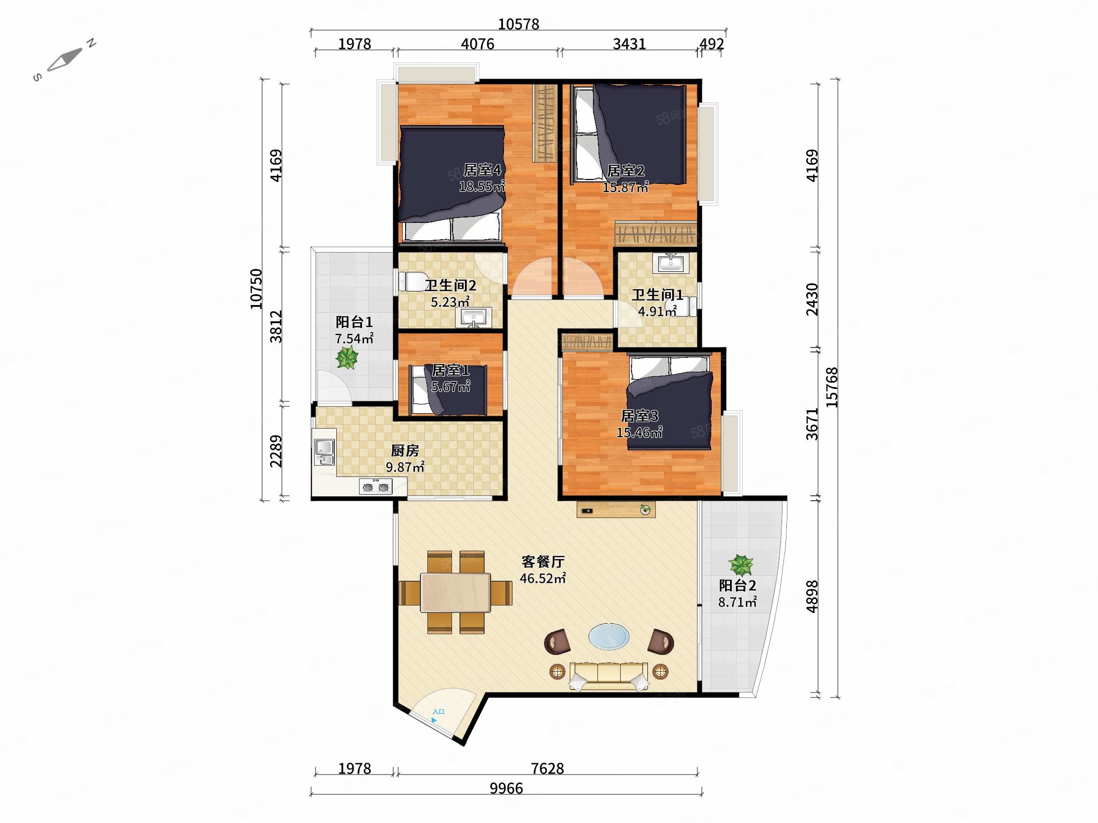 城市绿洲花园精装四房诚售