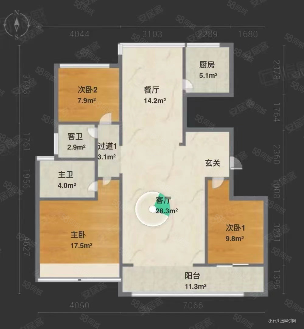 金桥花园3室2厅2卫133㎡南北82万