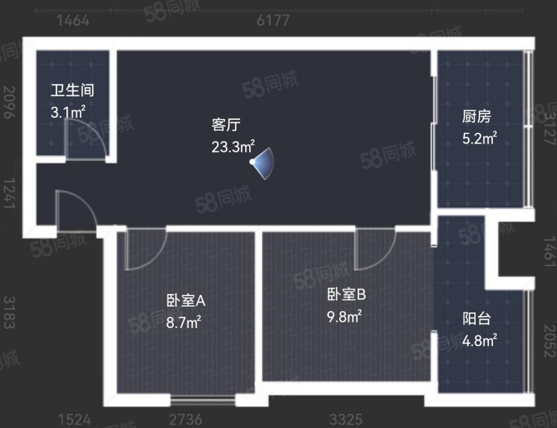 御笔华庭2室1厅1卫80.1㎡东97万