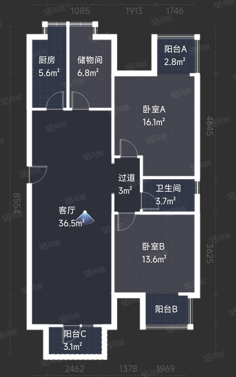 颐和宫3室2厅1卫127.6㎡南北160万